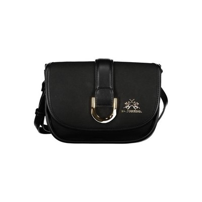 La Martina Nero Polyurethane Women Shoulder Bag 100% Authentic