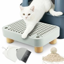 Pet Supplies Cat Litter Box Step Ramp with Wooden Base, Non-Slip Washable Ste...