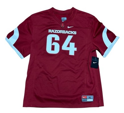 Nike Team Arkansas Razorbacks #64 Red Football Jersey Youth XL New College NWT