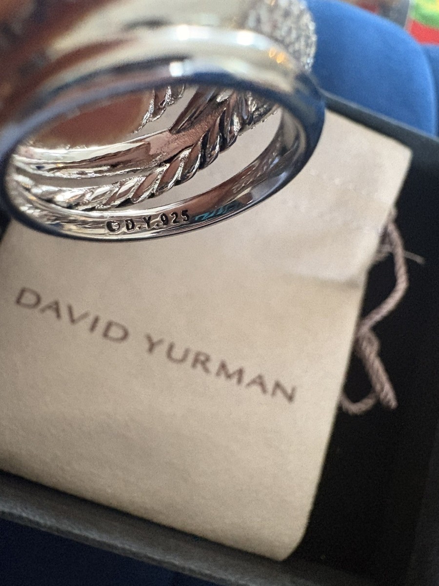 David Yurman Crossover Five Row Ring Sterling Silver Diamonds 17.5mm – US Size 8 View 2