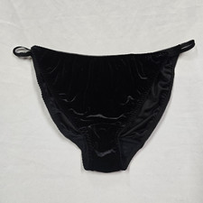 Cacique Vintage Black Velour Velvet String Bikini Panties 18 20