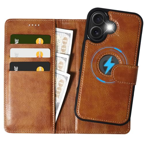 2 in 1 PU Leather for iPhone 16 Leather Case, Detachable Wallet Case with Card - Picture 5 of 7