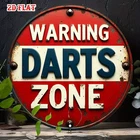 Vintage Darts Zone Aluminum Tin Metal Signs Home Décor 8x8 Rustic Round Wall Art