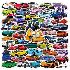 Super Car Stickers For Kids - 50pcs Sports Racing Stickers Supercar