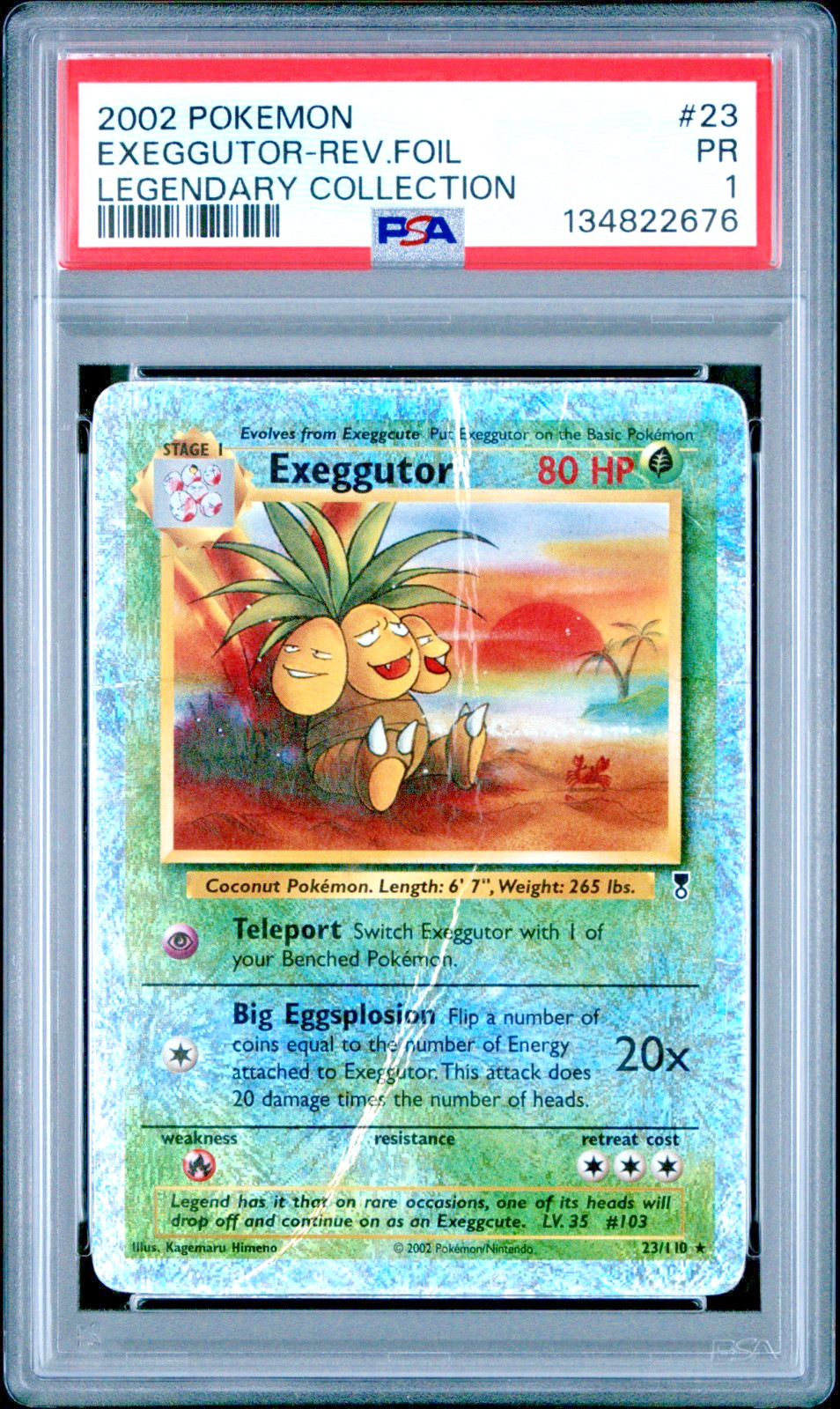 PSA 1 PR 2002 Pokemon Legendary Collection Exeggutor 23/110 Reverse Holo Foil