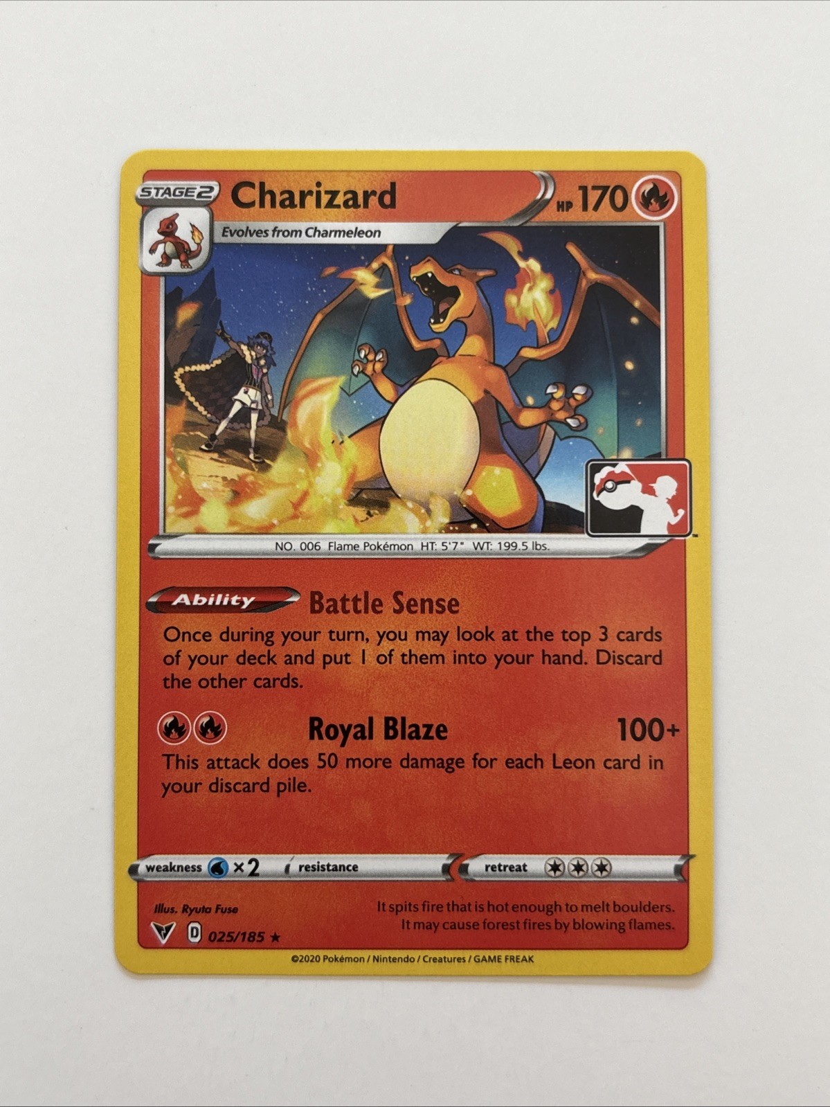 ** Charizard 025/185 Prize Pack League Vivid Voltage variant - PACK FRESH NM H