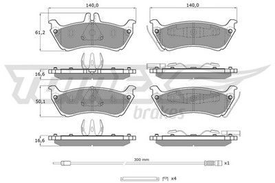 TOMEX Brakes Bremsbelagsatz Scheibenbremse TX 12-85 für MERCEDES KLASSE W163 230