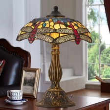 Lámpara de mesa estilo Tiffany Yanokoe, lámpara de vitral de 11 pulgadas, mesa antigua...