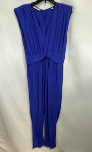 Scotch & Soda Women's Royal Blue V-Neck Twisted Waist Jumpsuit Viscose Sz 38