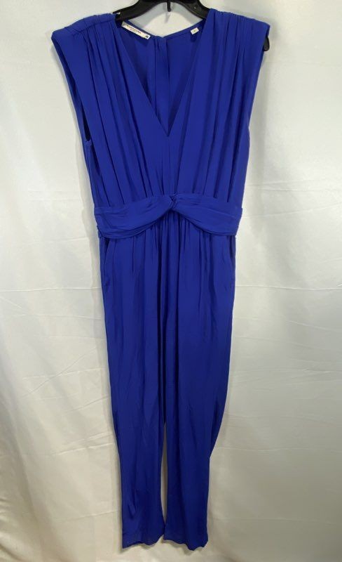 Scotch & Soda Women's Royal Blue V-Neck Twisted Waist Jumpsuit Viscose Sz 38