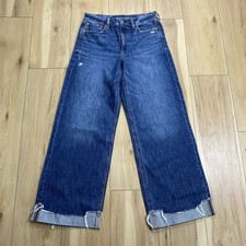 American Eagle Super High Rise Baggy Wide Leg Jeans Medium Wash Denim 8
