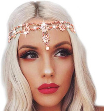 Wedding Headbands Chain Floral Head Jewelry Hair Pieces Crystal Pearl Head Chain