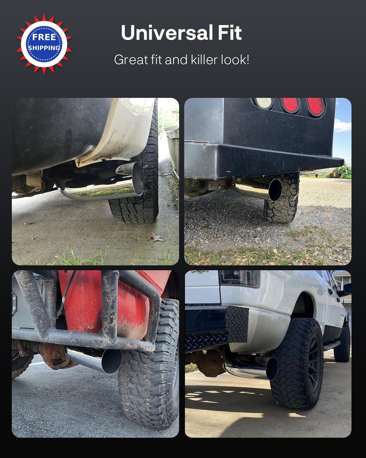 4 to 6 Inch Exhaust Elbow with Clamp Inlet Outlet Chrome Diesel Tip for Pickup thumbnail 8