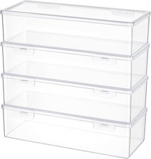 4 Pack Clear Craft and Art Supply Storage Organizer with Lid 11.8 x 4 x 2.8 Inch