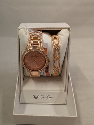 Jessica Simpson Women s Rose Gold Crystal Watch & Bracelet Gift Set for Moms New