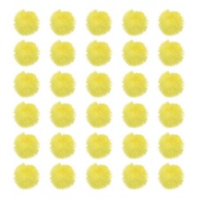 30Pcs Fluffy Soft Faux Fur Pom Poms for Hats with Elastic Loop, Yellow