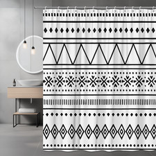 Modern Black and White Patterned Shower Curtain for Stylish Bathrooms