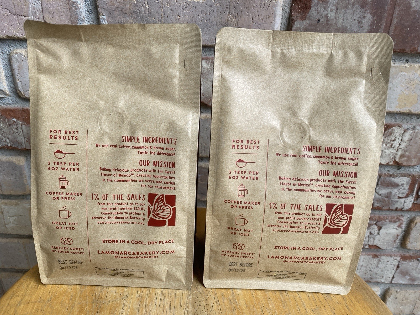 2 x La Monarca Café de Olla Ground Coffee Cinnamon Brown Sugar 12oz ea BB0425