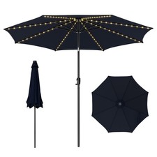 10FT Solar Patio Umbrella 112 LED Lighted Umbrella Table Market Umbrella Navy