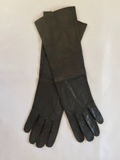 Vintage Elbow Length Black Italian Kid Leather Gloves Size 7