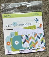 MY MIND'S EYE WORLD TRAVELER MIXED BAG DIE CUTS TAGS  - 60 PIECE SET