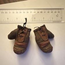 Vintage Miniature Brown Leather Boxing Gloves Pair Sports Memorabilia