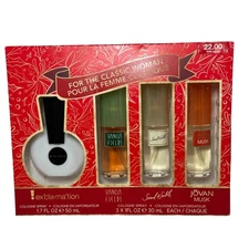 4Pc COTY Gift Set Cologne Spray Exclamation Vanilla Fields Jovan Musk Sand Sable
