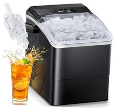 Ice Maker Countertop, 9 Cubes Ready in 6 Mins, 26 lbs per Day, Ice Black
