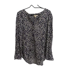 BeachLunchLounge Annina Indigo Daisies Floral Blouse Top XL Boho Casual Tunic