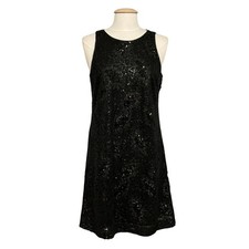 Y2K Jessica Simpson Womens Dress 10 Black Sequins Chiffon Whimsigoth Dark Fairy