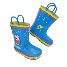 Stivali da pioggia Peppa Pig bambina colori blu e arcobaleno taglia 5-6