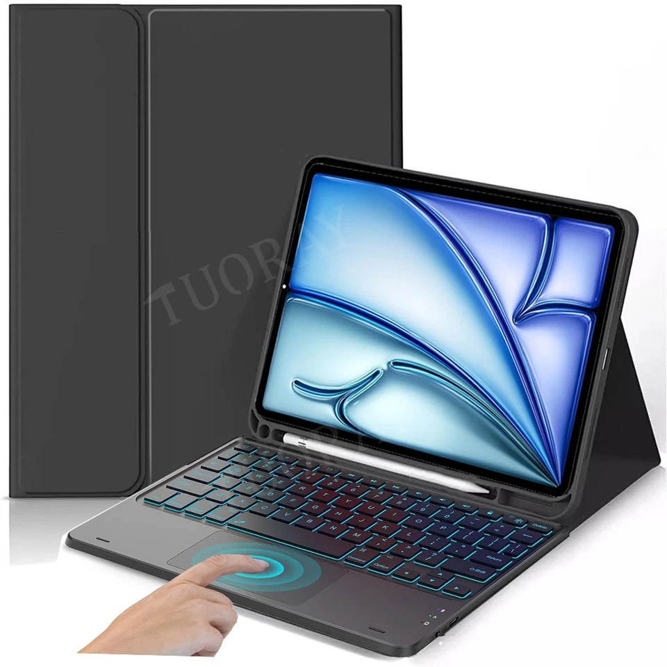 Backlit Touchpad Keyboard Case Mouse For iPad 7/8/9/10/11th Gen A16 Air M3 2025 - Image 3 of 4