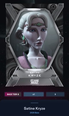 Satine Kryze - Tier 8 Base Black 75cc - Star Wars Card Trader 2026 Series 1