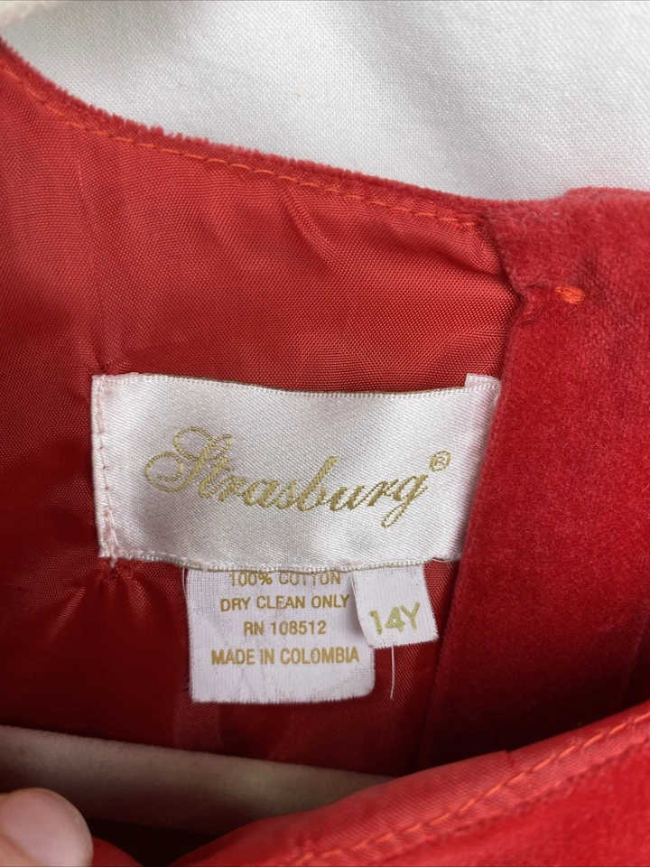 Vestido de Terciopelo Rojo Strasburg Niñas 14Y Algodón Bordado Navidad Foto 4 de 4