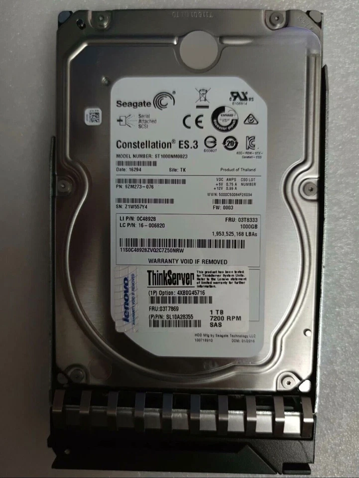Lenovo 03T8333 03T7869 1TB 0C48928 4XB0G45716 ThinkServer SAS 7200RPM 3.5'' HDD - Image 2 of 4