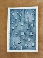 ACEO original artist trading cards watercolor rain raindrops sky nature art
