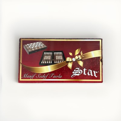 New Open Box Star Solid Wood Mother-of-Pearl Backgammon Premium Turkish Game Set