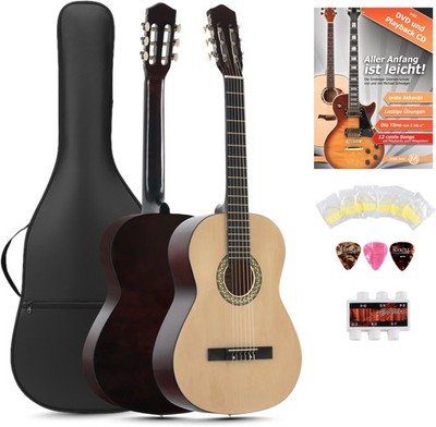 Klasse 4/4 Akustik Gitarre für Einsteiger und Fortgeschrittene Linkshänder SET!