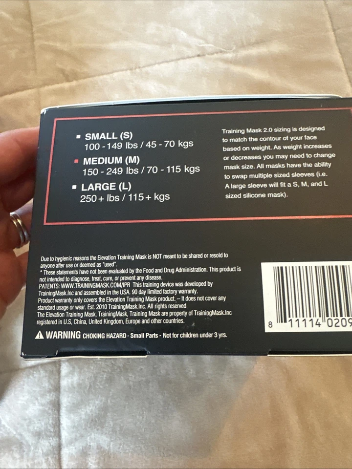 Training Mask 2.0 Elevation Training Mask, Medium - BlackWhite, with case - Image 2 of 4