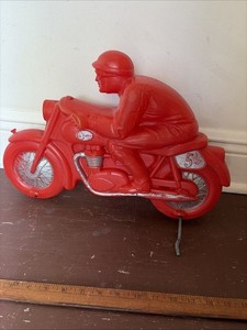 Cafe Motorcycle Rider Racer Blow Mold Vintage RARE Find LARGE 17” Long Excellent