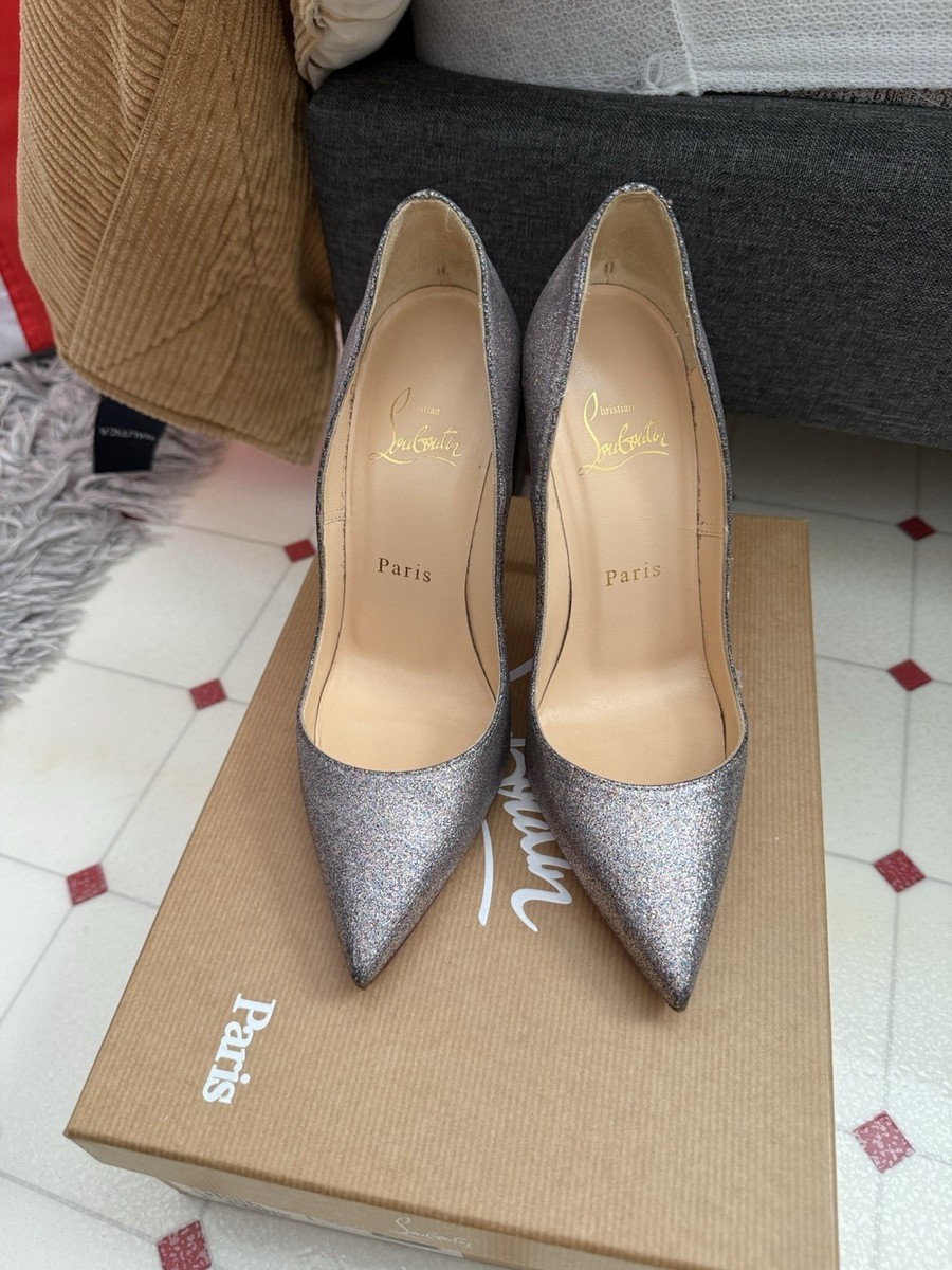 Christian Louboutin So Kateシルバーグリッターパンプス 100% Authentic Christian Louboutin So Kate Silver Glitter