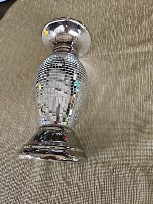 Mirrored Disco Style Candle Holders 11 In