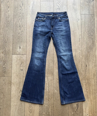 Weekday FLAME Jeans Schlaghose Blau Dark Wash Five-Pocket W25 L34