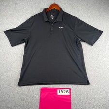 Nike Dri Fit Performance Golf Polo Shirt Black White Swoosh Stretch Mens