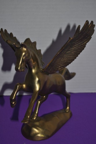 Vtg Solid Brass Pegasus Mythical Winged Horse Figurine Leonard Silver Co Korea