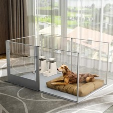 Clear Dog Playpen Fence: 64"x43" Extra Tall Transparent Pet Acrylic Playpen E...