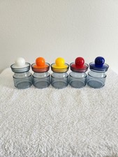 Set of 5 Vintage Plastic Storage Containers Jars With Lids