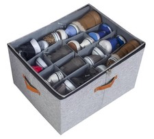 Shoe Storage Organizer for Closet Foldable Clear Containers 16 Pairs Gray