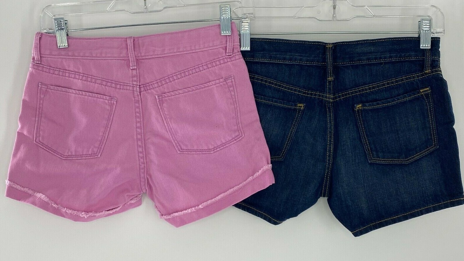 2-PC Old Navy Jean Mini-Shorty Adjustable Cuffed Pink Denim Shorts Girls 12 image 2