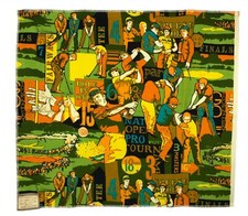 Fabricut Tee Off Mid Century Sports Collage Cotton Textile Fabric 26.5" Sample